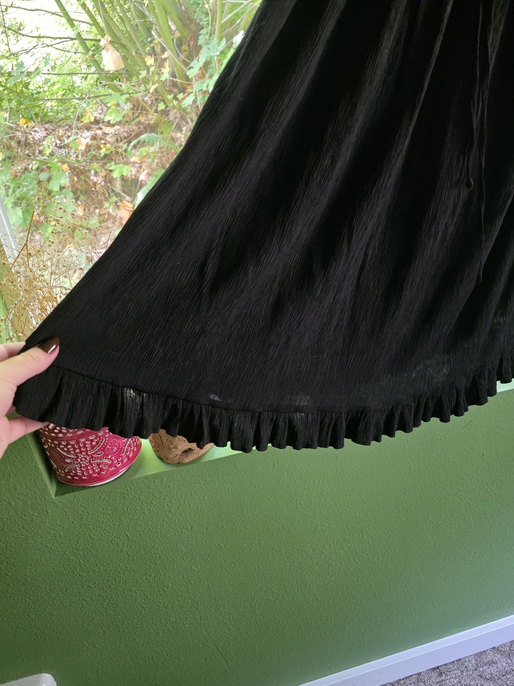 Foxblood Anya Dress Blacm Ruffled Sleeves